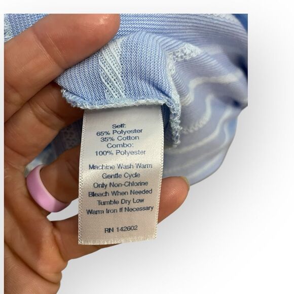 Sail To Sable Blue Textured Striped Shift Dress Size Small - Picture 6 of 6